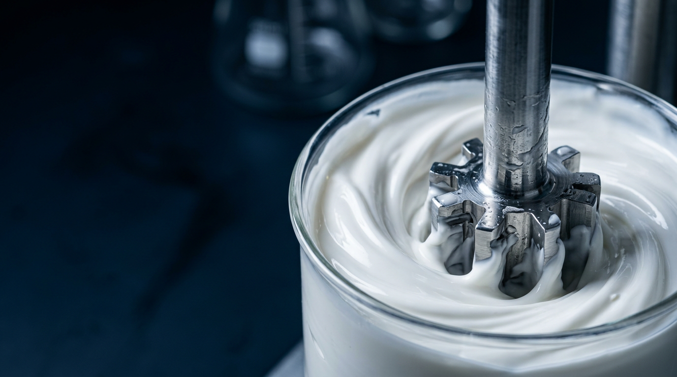 Cream being mixed in a homogenizer vessel
