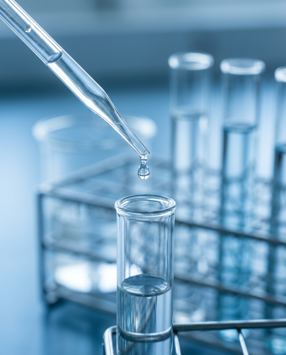Precise dropper dosing samples into laboratory test tubes
